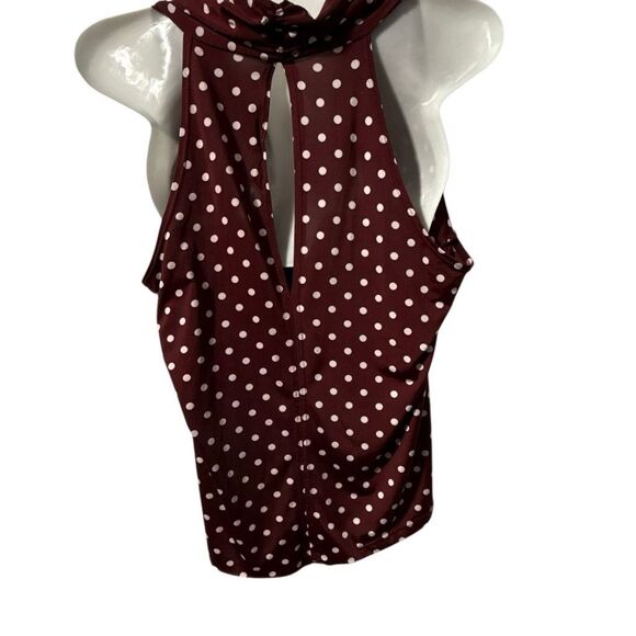 Cressong USA Burgundy Polka Dot Sleeveless Top – Size Medium - Picture 2 of 4